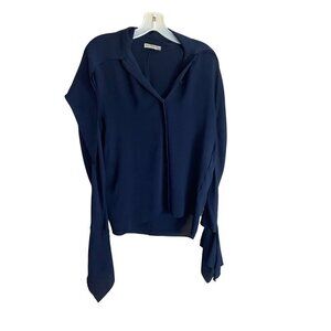 Balenciaga Women's Navy Blue 100% Silk Blouse - 34 (US 4) (Has Flaw)